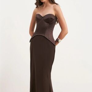 Chic Strapless Brown Dress